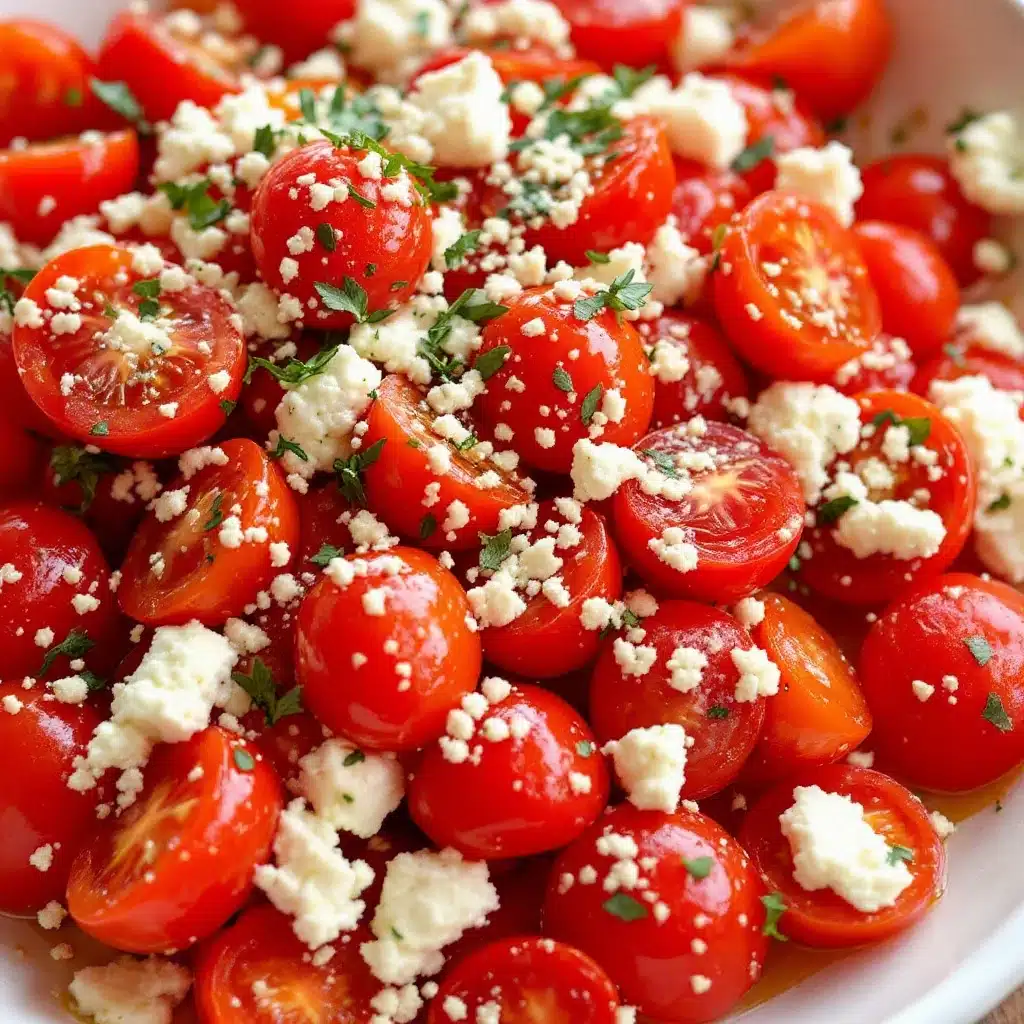 fresh marinated cherry tomato salad with feta - featured image