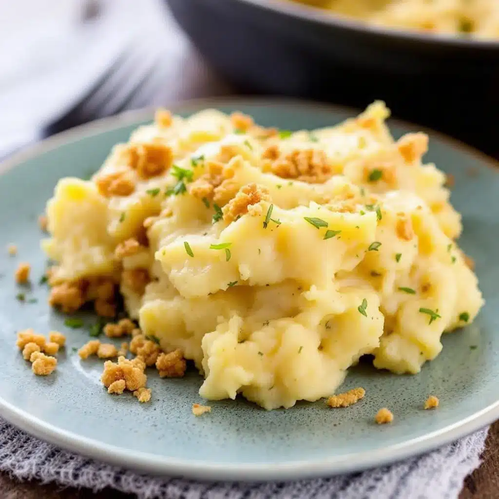garlic herb mashed potato casserole - featured image