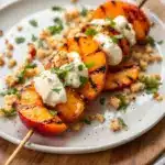 grilled peach burrata skewers - featured image