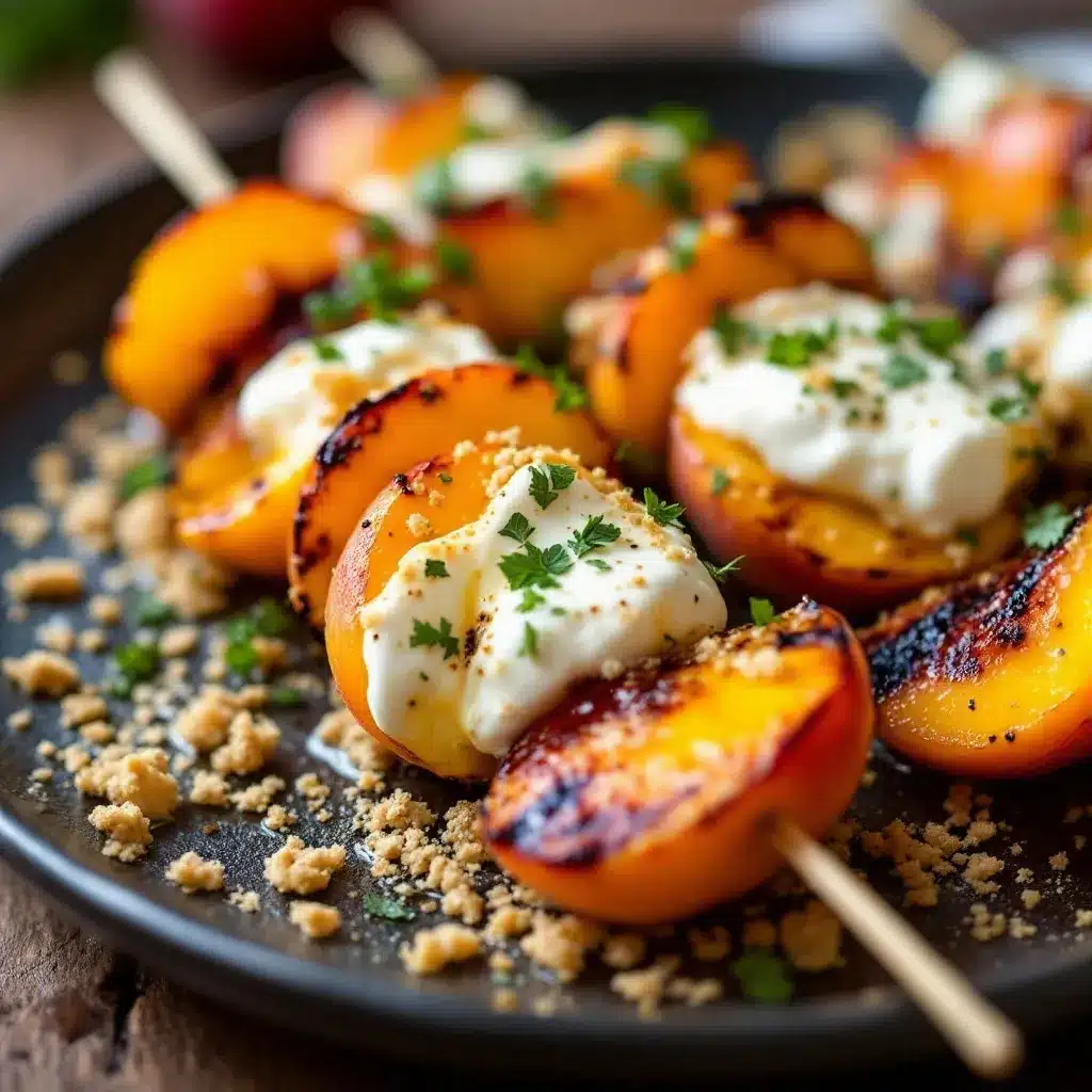 grilled peach burrata skewers preparation steps