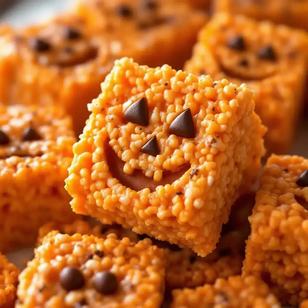 Halloween Jack-O-Lantern Rice Krispie Treats preparation steps