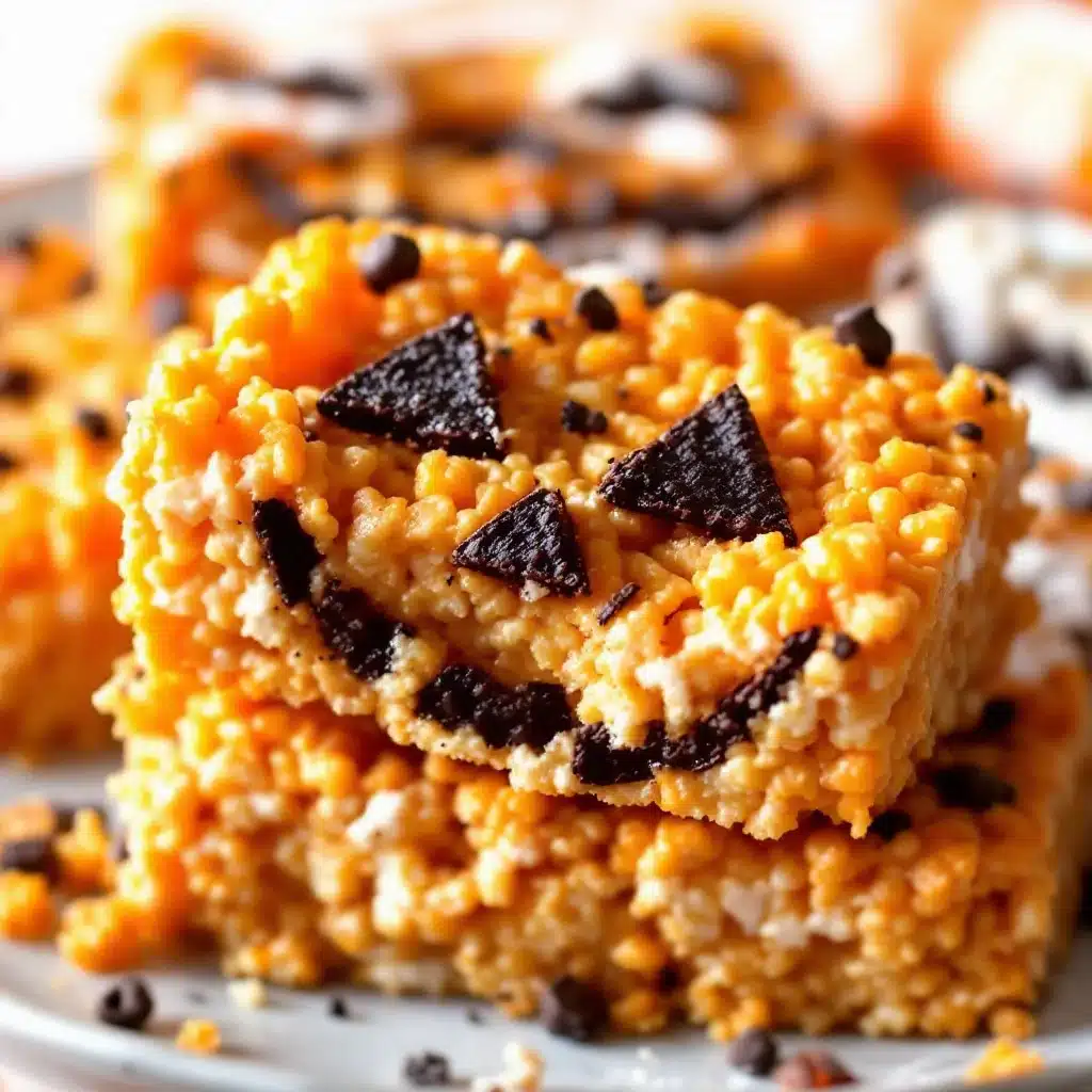 Halloween Jack-O-Lantern Rice Krispie Treats - featured image