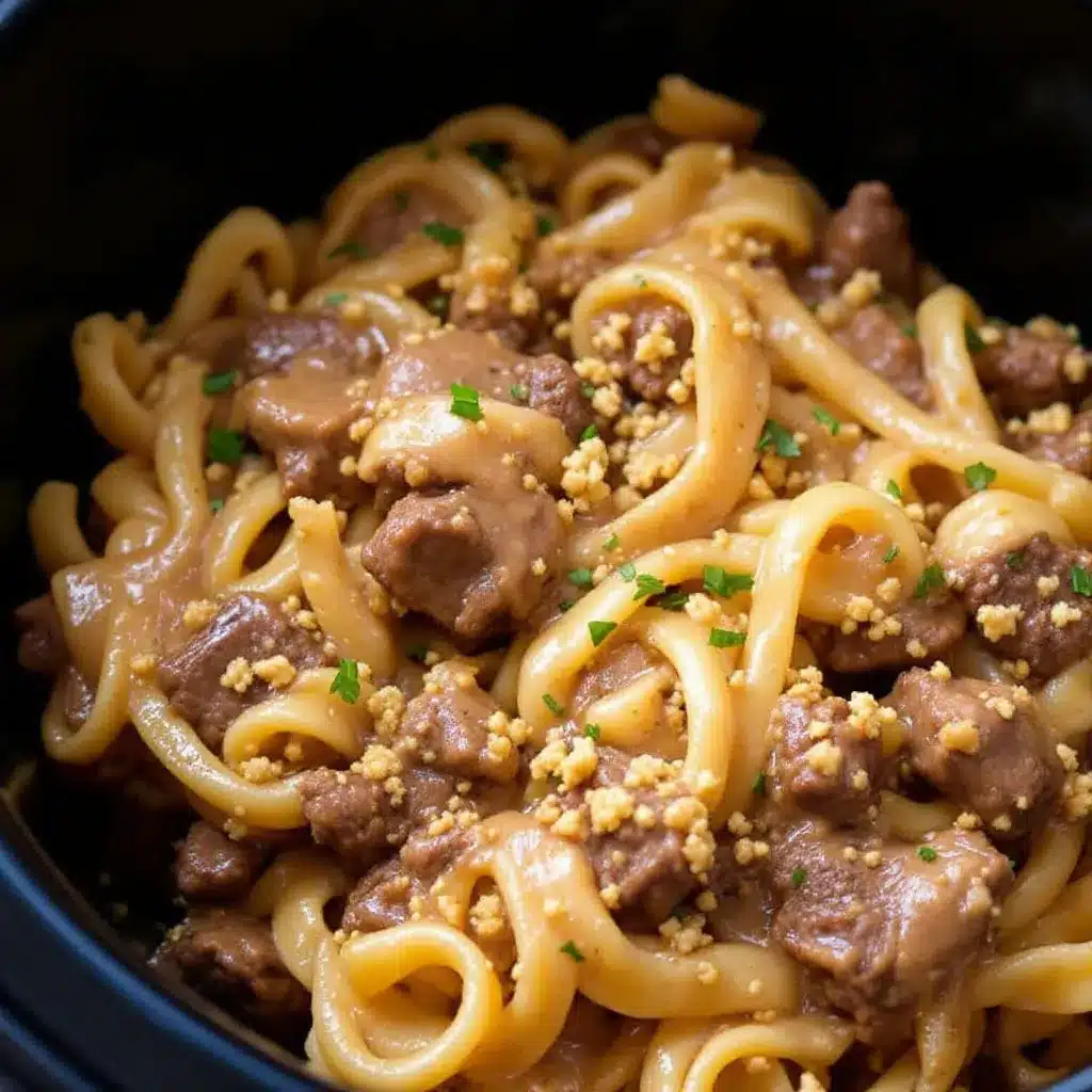 lazy girl crockpot beef stroganoff preparation steps