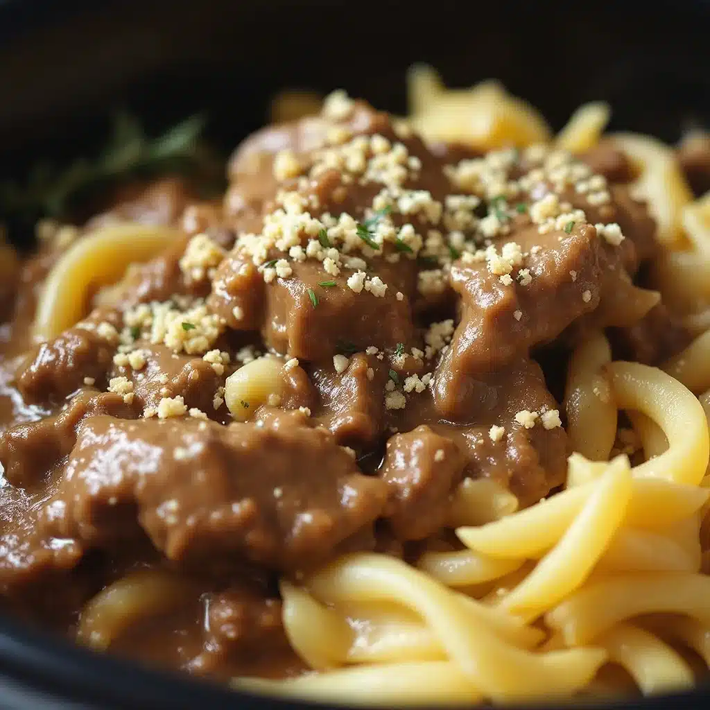 lazy girl crockpot beef stroganoff - featured image