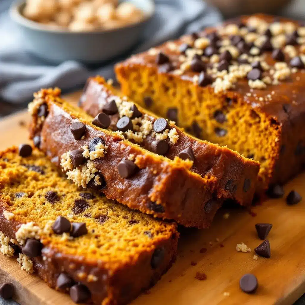moist pumpkin chocolate chip snack bread - featured image
