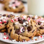 peppermint bark chocolate chip cookies - featured image