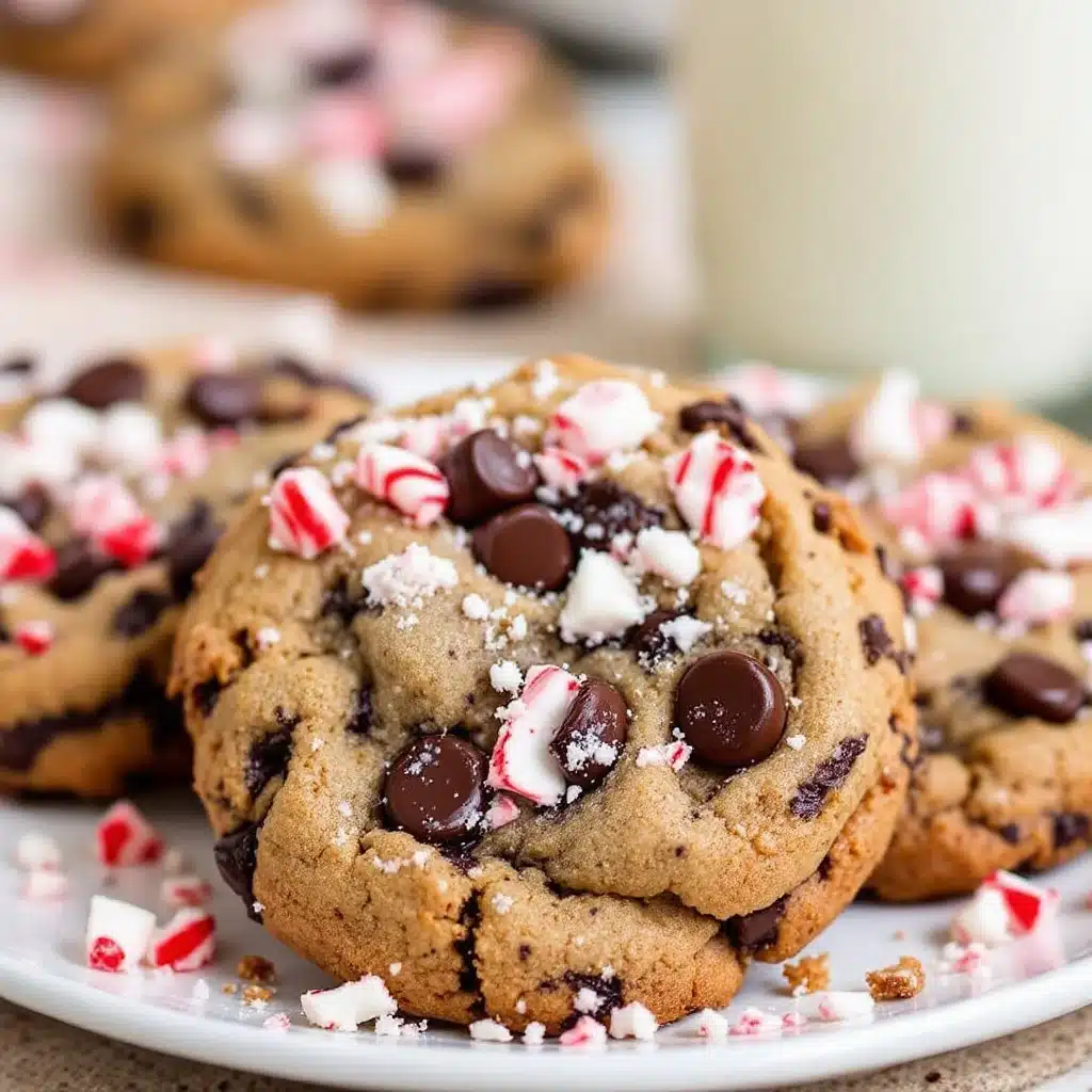 peppermint bark chocolate chip cookies - featured image