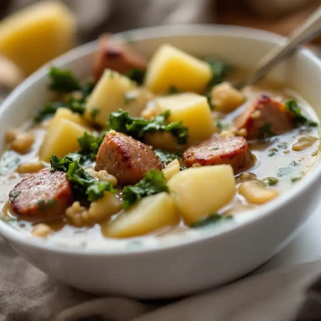 slow cooker sausage potato kale soup preparation steps