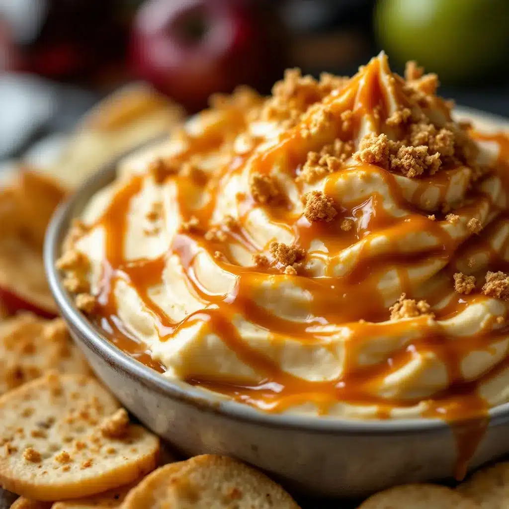 spooky spiderweb caramel apple dip - featured image
