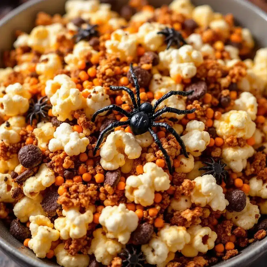 spooky spiderweb halloween party popcorn mix preparation steps