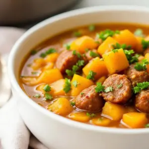 acorn squash and sausage soup - featured image