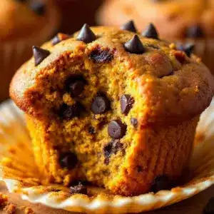 chewy pumpkin chocolate chip muffins - featured image