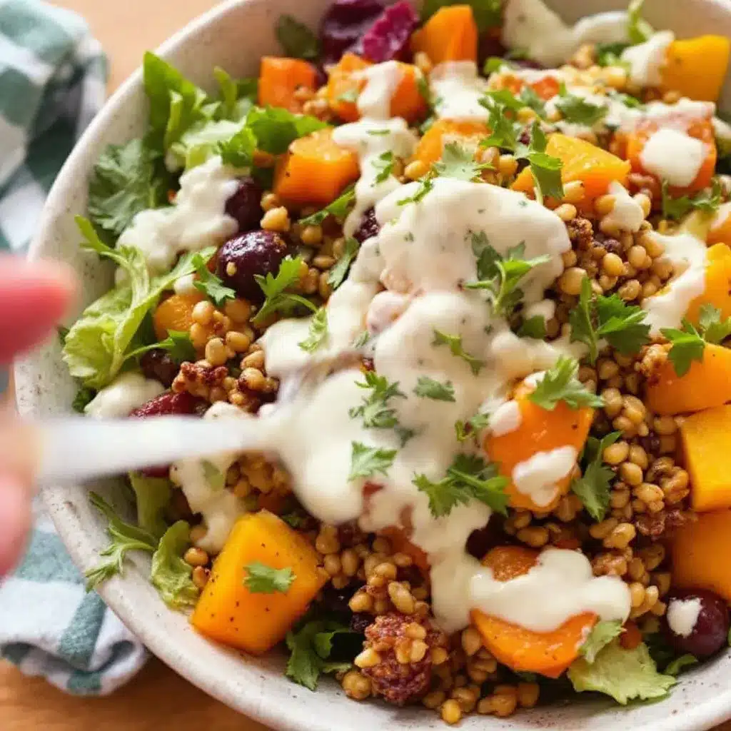 cozy fall harvest salad with roasted squash preparation steps
