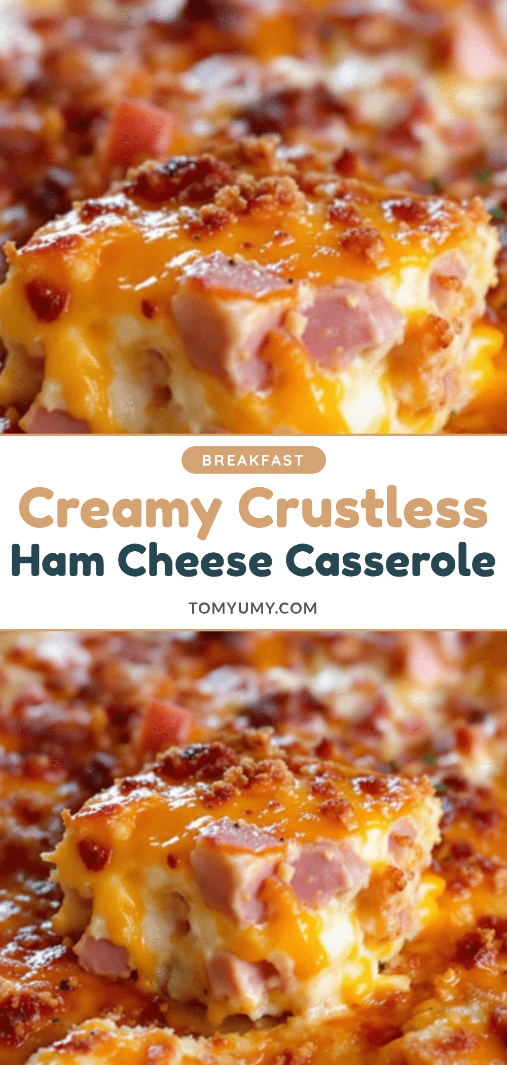 creamy crustless ham and cheese breakfast casserole recipe