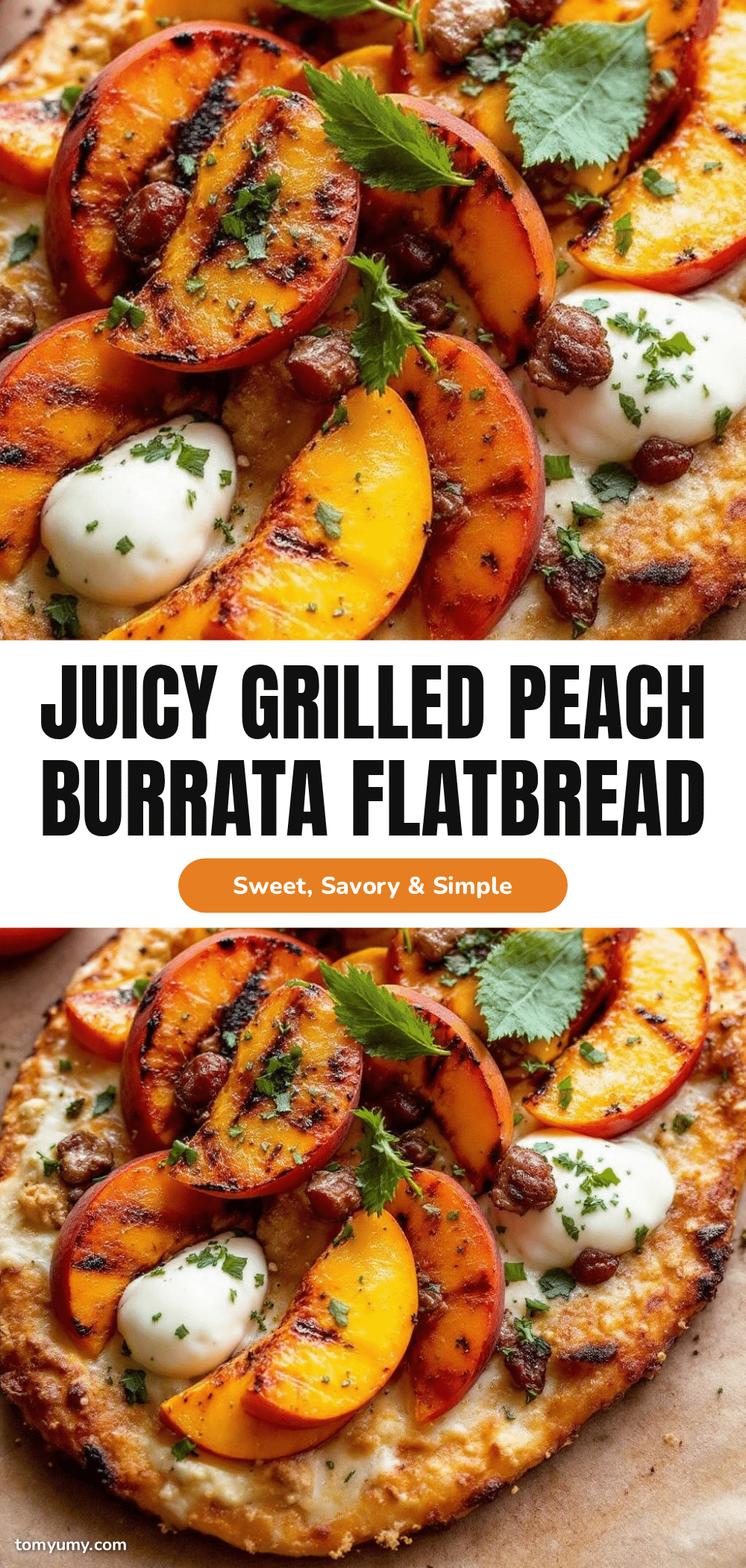creamy grilled peach and burrata flatbread recipe