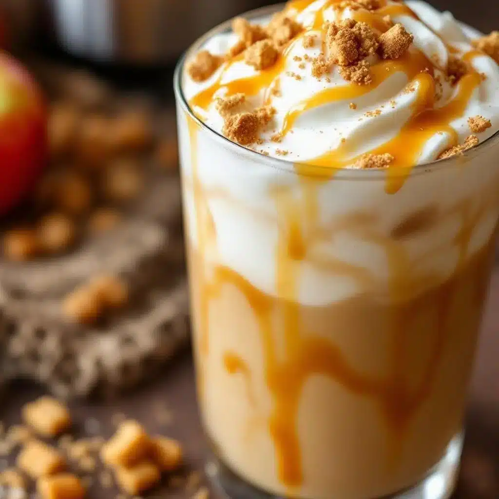 creamy iced apple cider caramel latte - featured image