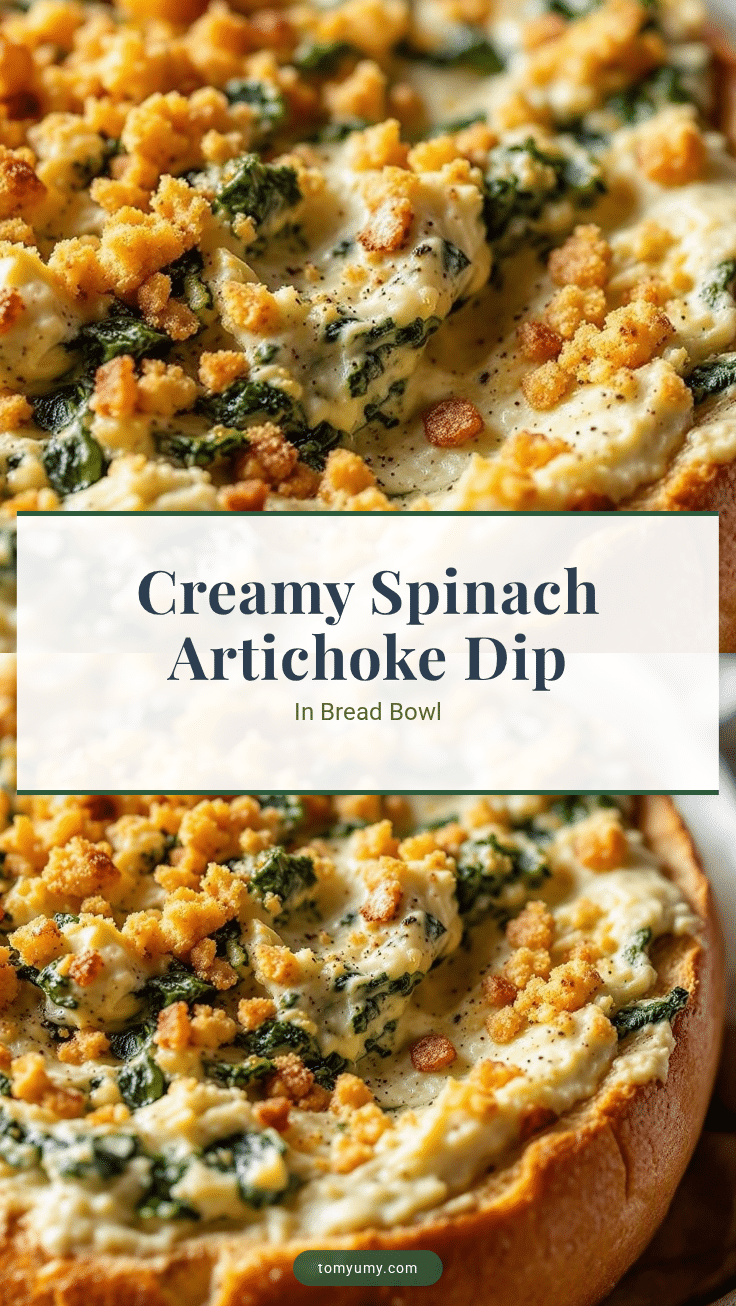 creamy spinach artichoke dip in a bread bowl recipe