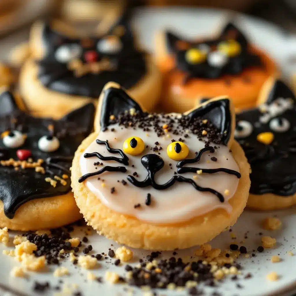 Crispy Black Cat Halloween Sugar Cookies preparation steps