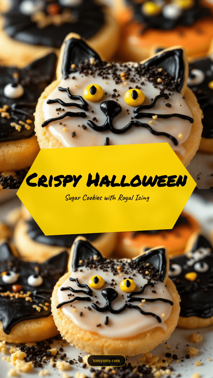 Crispy Black Cat Halloween Sugar Cookies recipe