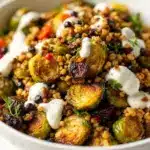 crispy brussels sprouts with balsamic glaze - featured image