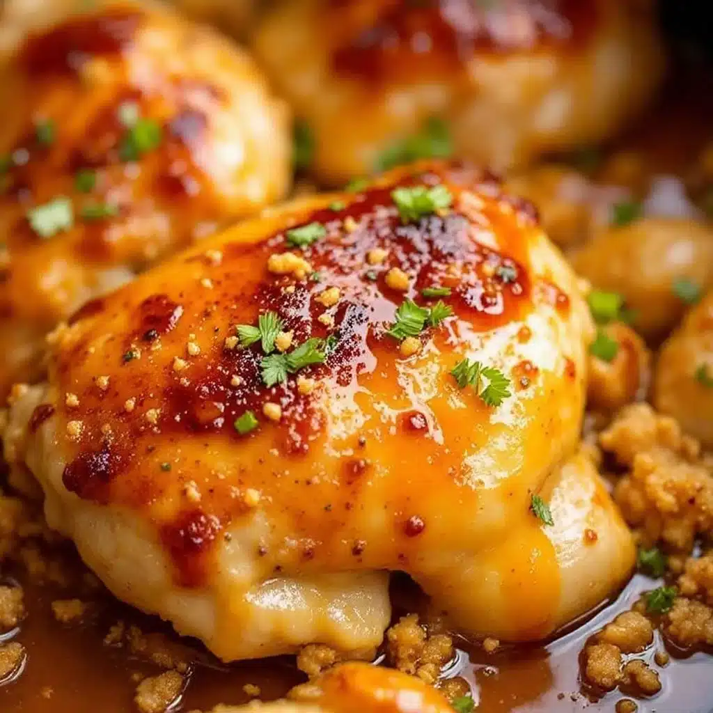 crispy honey garlic chicken thighs in crockpot - featured image