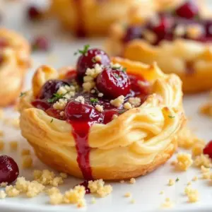 Crispy Puff Pastry Cranberry Brie Bites - featured image