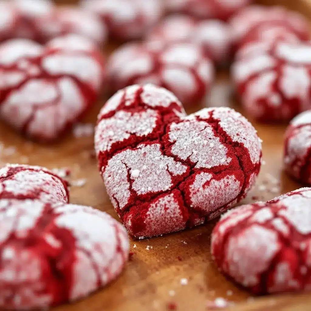 crispy red velvet heart-shaped crinkle cookies preparation steps