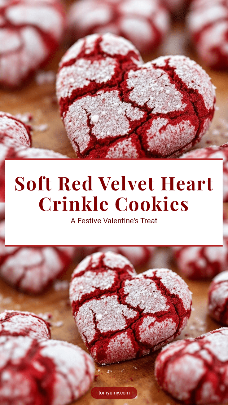 crispy red velvet heart-shaped crinkle cookies recipe