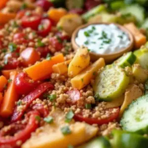 crispy spider web veggie tray with ranch dip - featured image