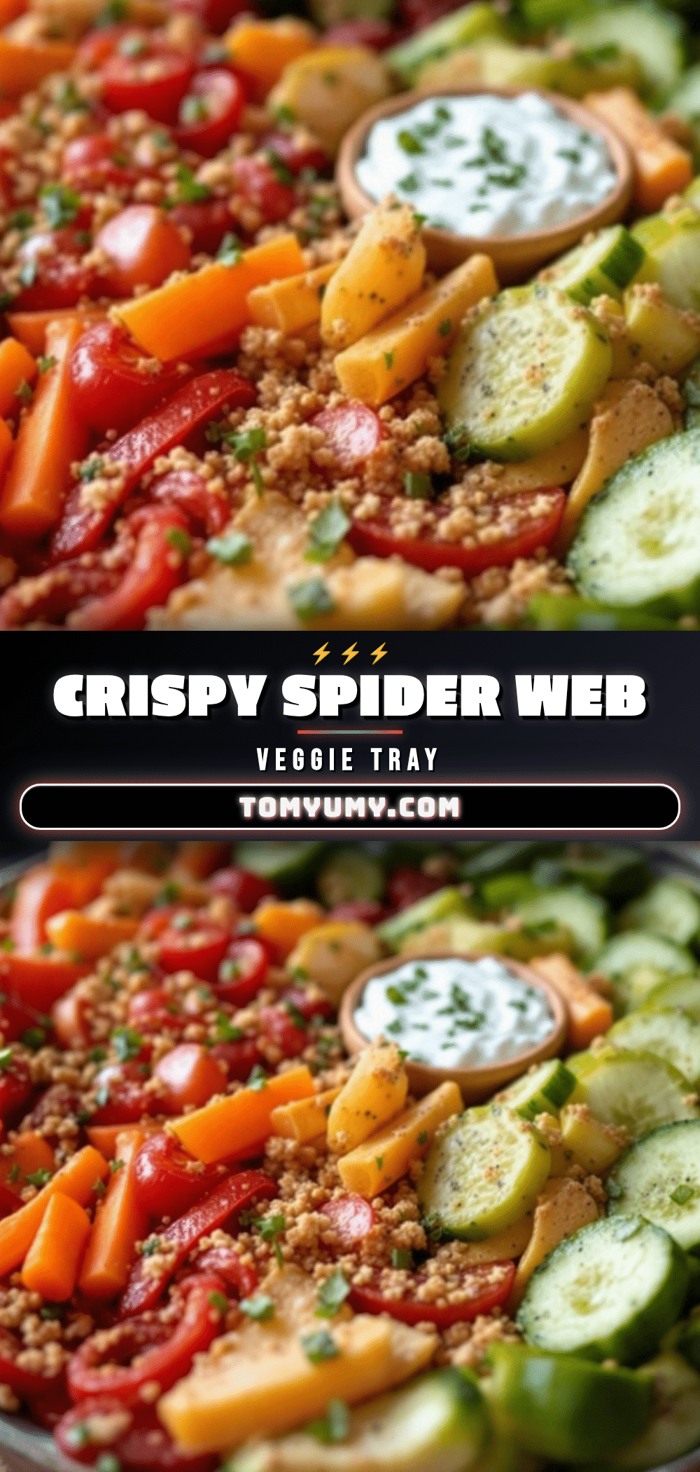 crispy spider web veggie tray with ranch dip recipe
