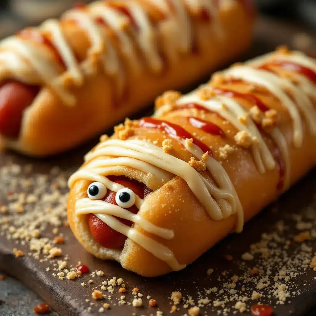 Easy Halloween Mummy Hot Dogs preparation steps