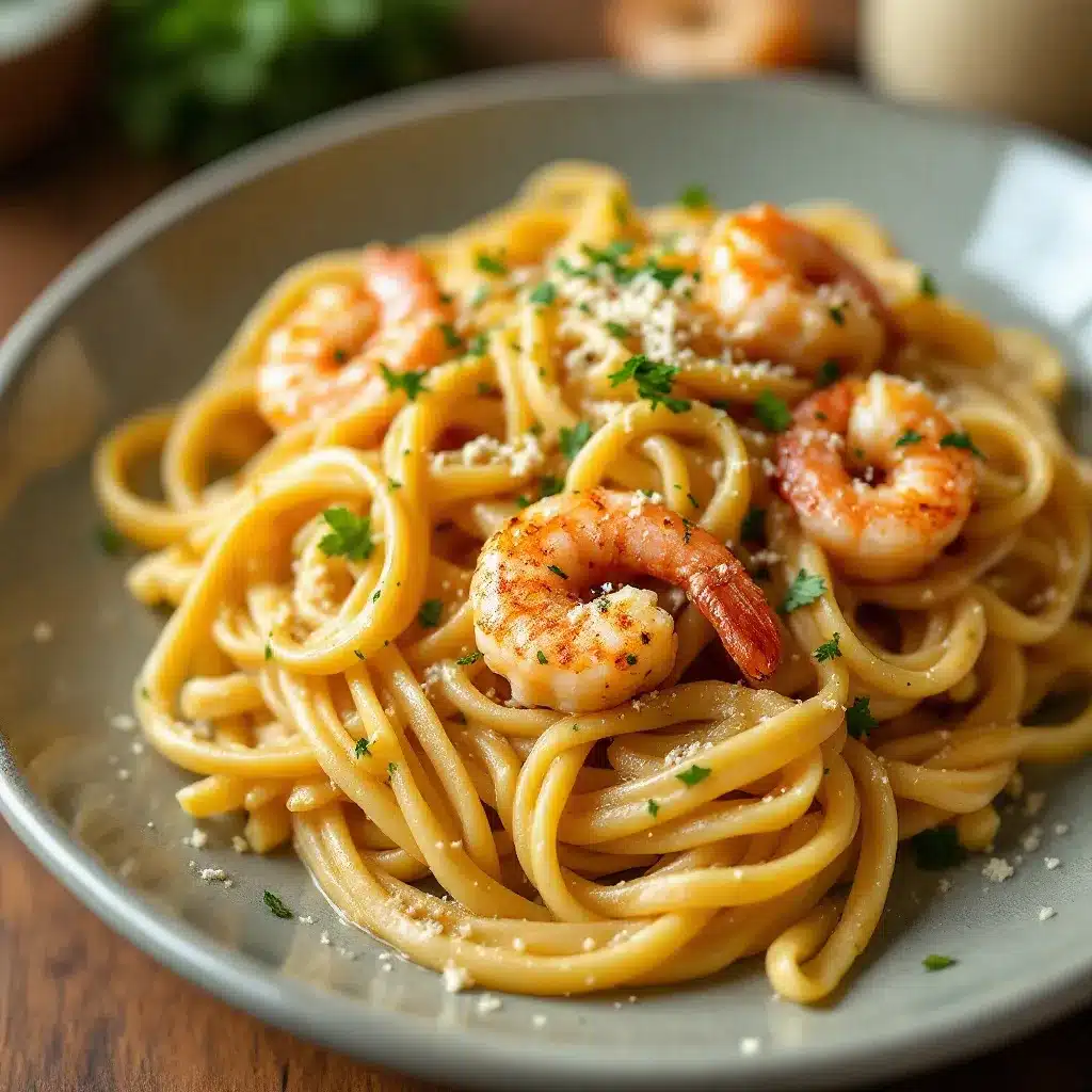 garlic butter shrimp pasta preparation steps