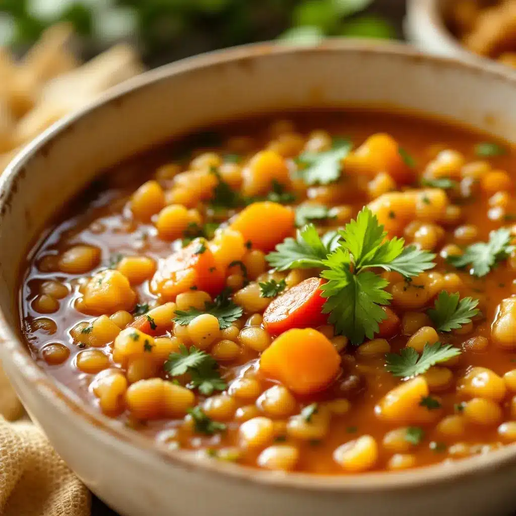 high-fiber lentil soup preparation steps