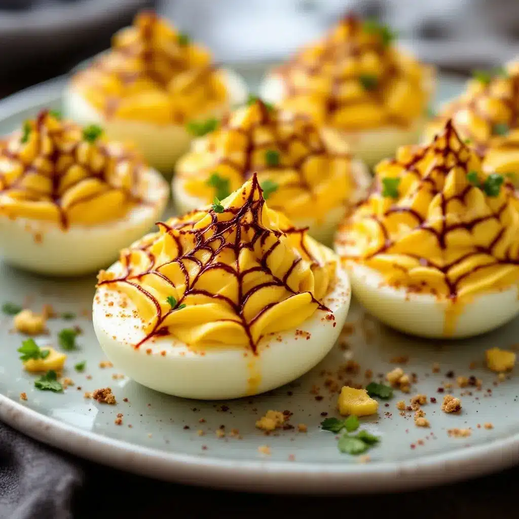 spider web deviled eggs preparation steps