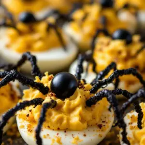 spooky spider deviled eggs - featured image