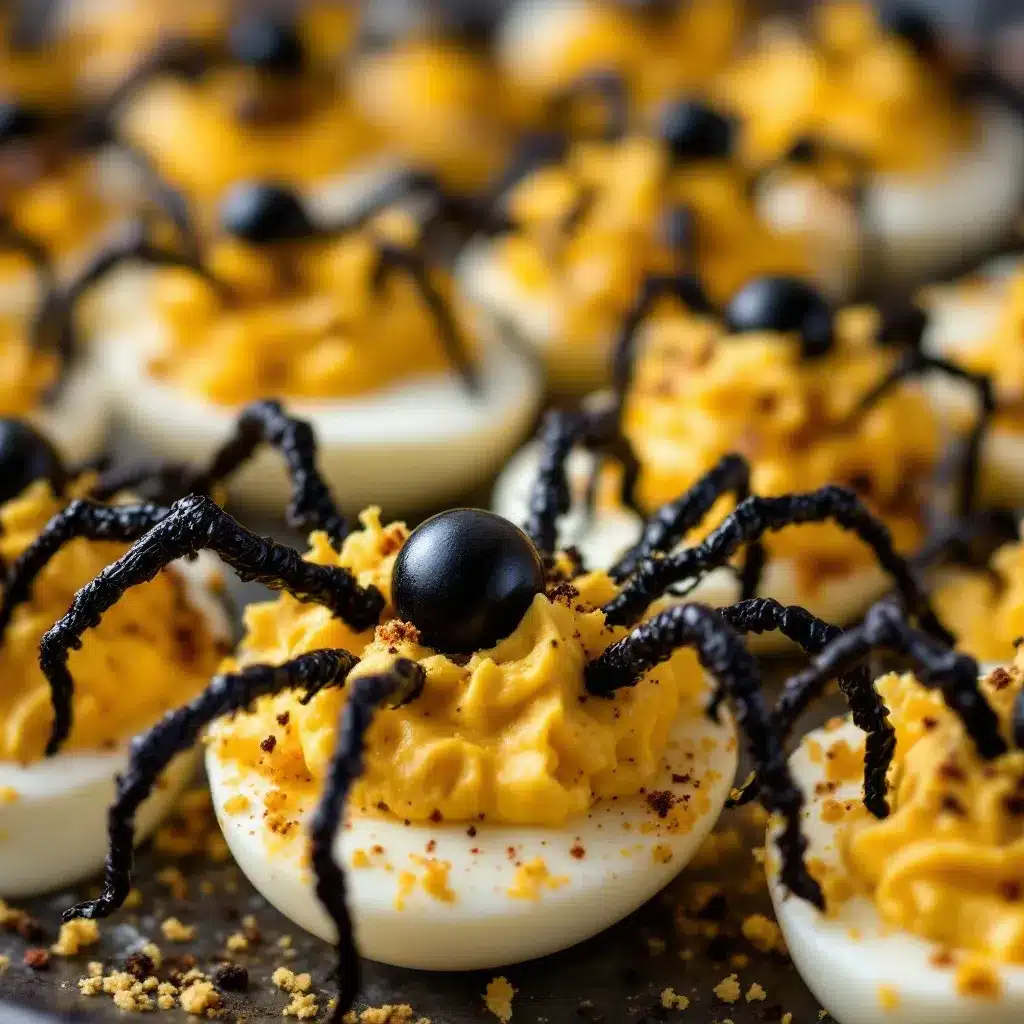 spooky spider deviled eggs preparation steps